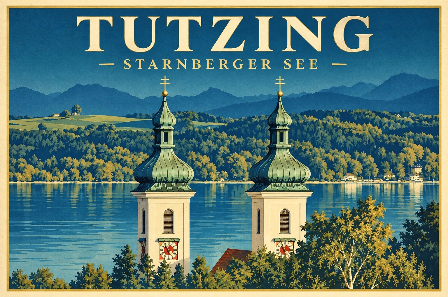 Tutzinger Kirchtürme · Retro-Motiv